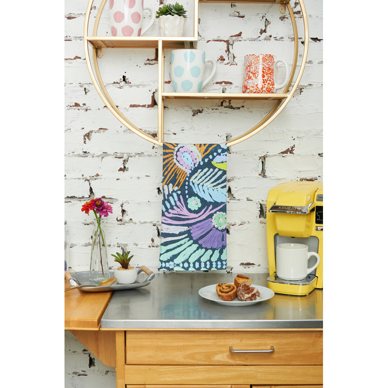 Abstract Floral Cotton Kitchen Dishtowel