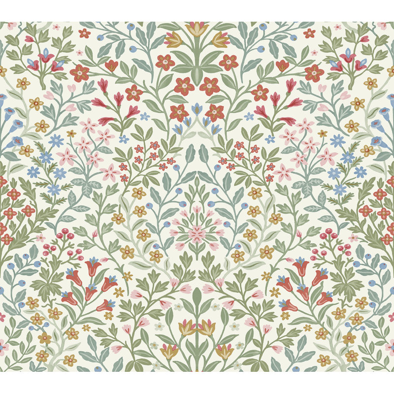 Papier peint Garden Terrace, Blanc / vert / bleu / rouge