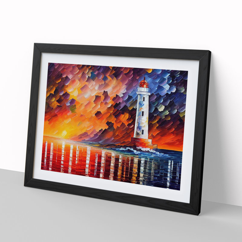 Colourful Lighthouse Vol.3 - Painting, Black Framed, 25cm H x 34cm W x 2cm D