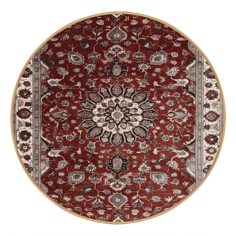 Tapis brun lavable à la machine, Rond 3 pi x 3 pi