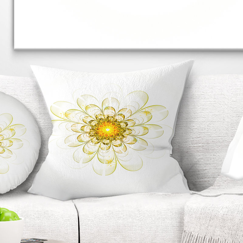 Oreiller en fleur d’art digitale floral, 16 po x 1 po, Coussin décoratif
