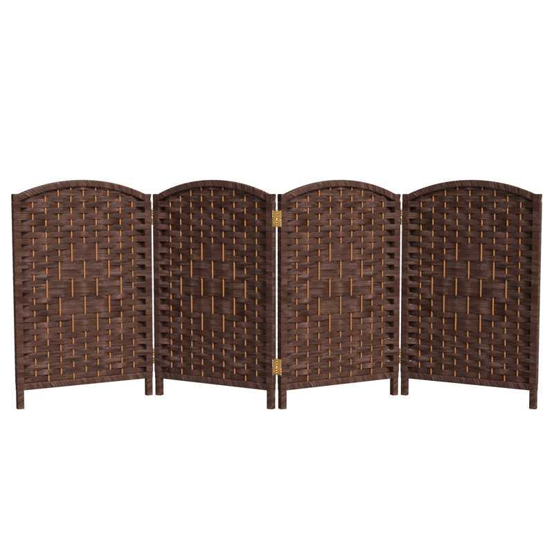 Paravent Short Diamond Weave, 4, 2 pi, Café noir