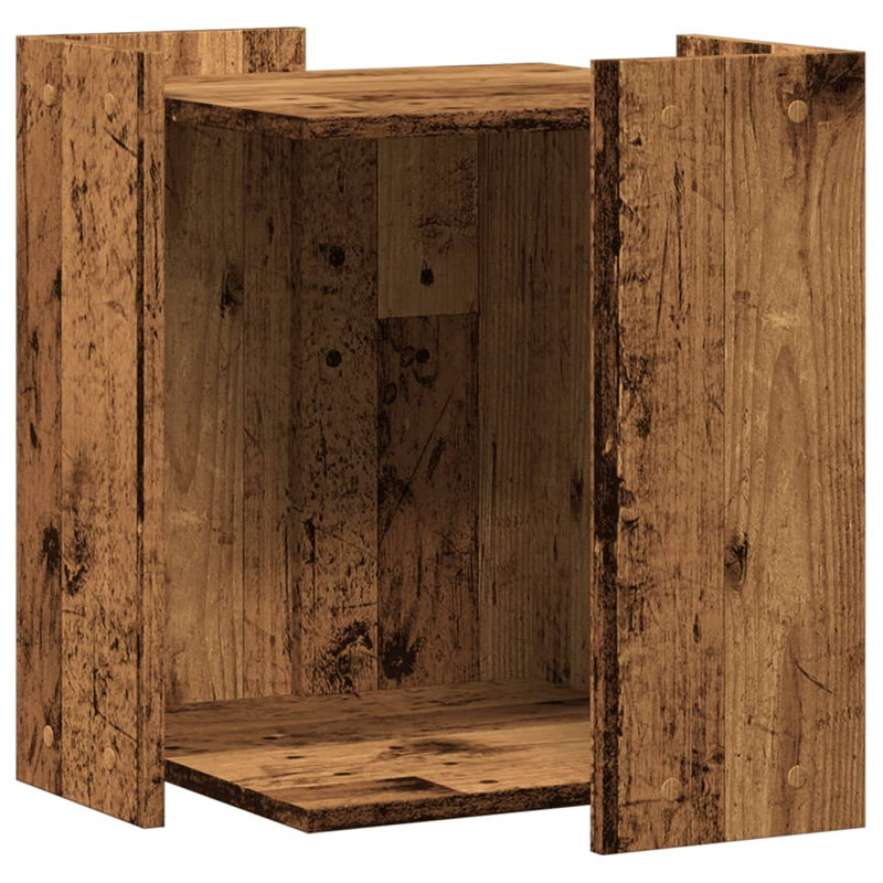 Engineered Wood Litter Box Enclosure, Old Wood, 51cm H x 42cm W x 42cm D