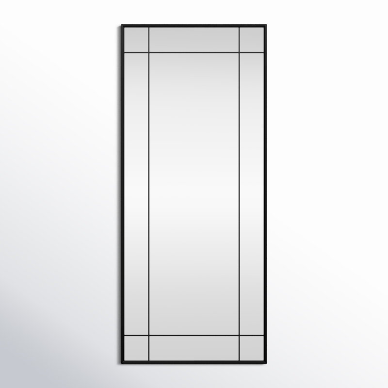 Chancey Iron Rectangle Wall Mirror, Black, 70"H x 30"W
