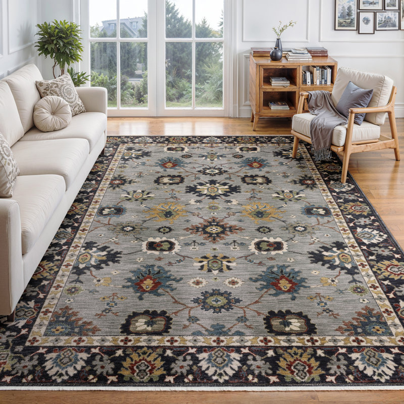 Caia Traditional Floral Blue/ Multi Area Rug, Rectangle 3'3" x 5'