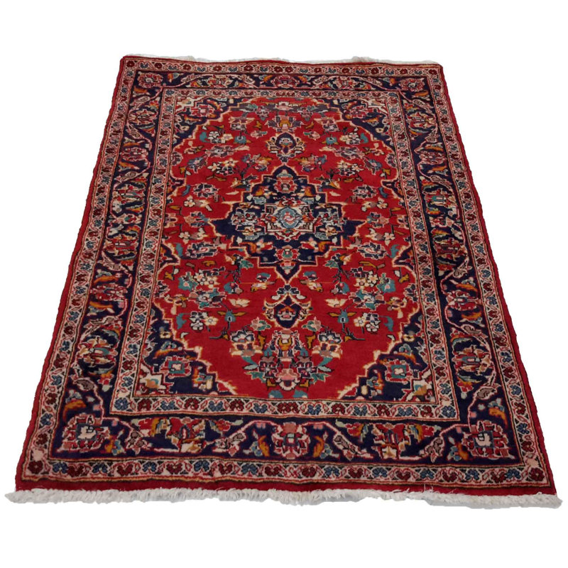 Nanka Wool Oriental Area Rug in Red