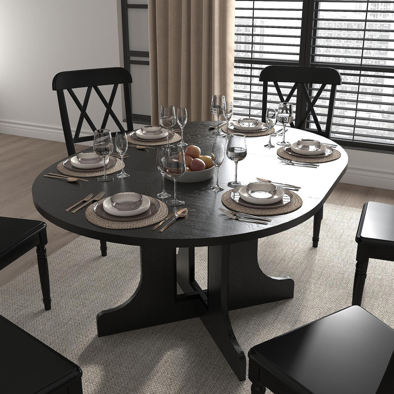 Table de salle à manger pour table de ferme ovale extensible 59 po x 43 po avec tréteau amovible