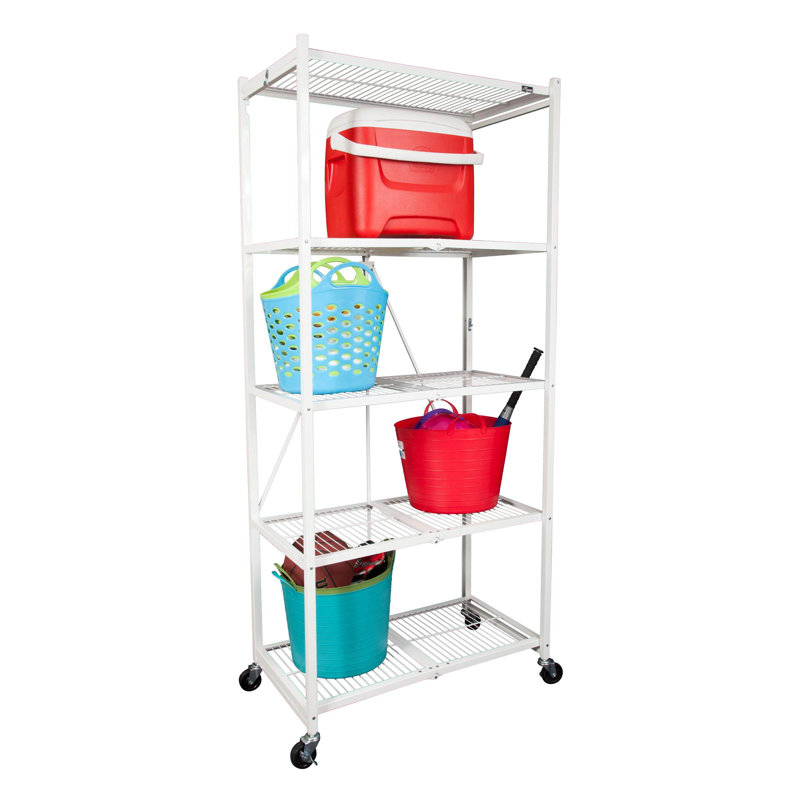  Support de rangement pliable à 5 tablettes Origami, Blanc