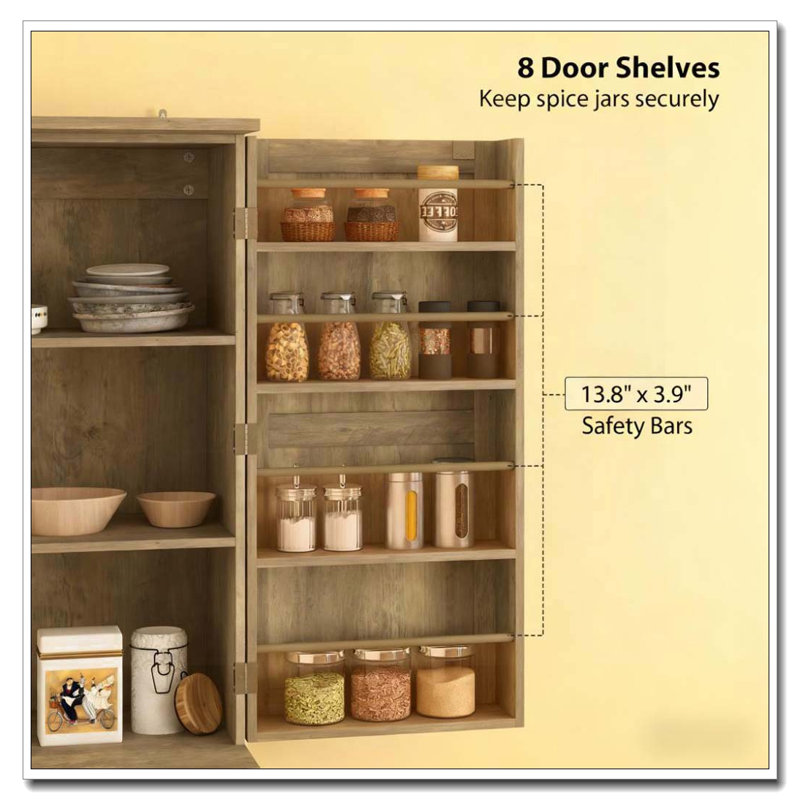 Garde-manger avec portes de grange, tablettes réglables et tablettes de porte
