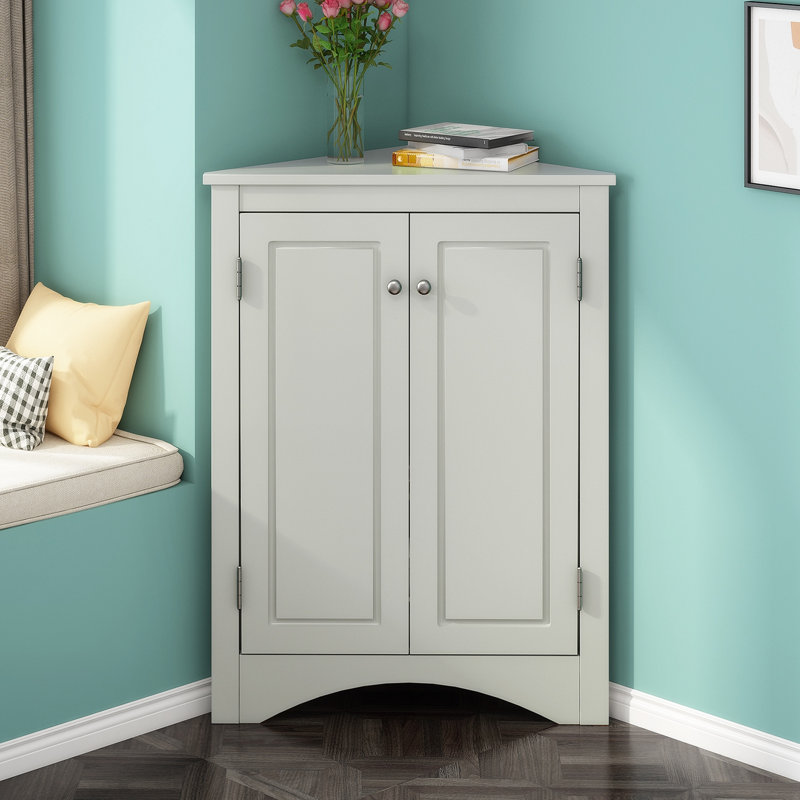 17.2" W Bathroom Storage Cabinet Accent Cabinet Corner Cabinet Living Room Storage Cabinet Sideboard Cabinet, Gray