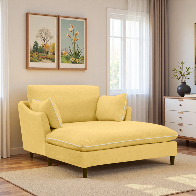 Chaise longue moderne avec coussins, Jaune