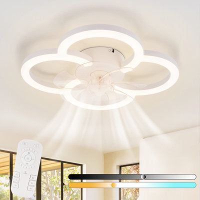LED Ceiling Fan With Lighting - 40W Quiet Ceiling Lamp Fan with Remote Control Dimmable Modern Ceiling Light 6-Speed ??Timer Bedroom Ceiling Fans for Kitchen Dining Room