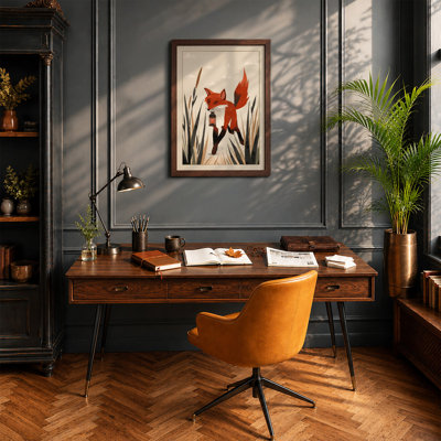 Fox Among the Reeds Boho - Framed Print