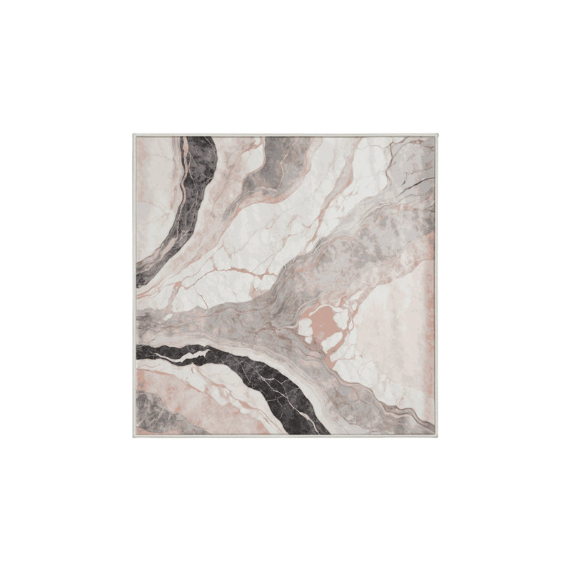 Machine Washable Beige Area Rug, Square 4'