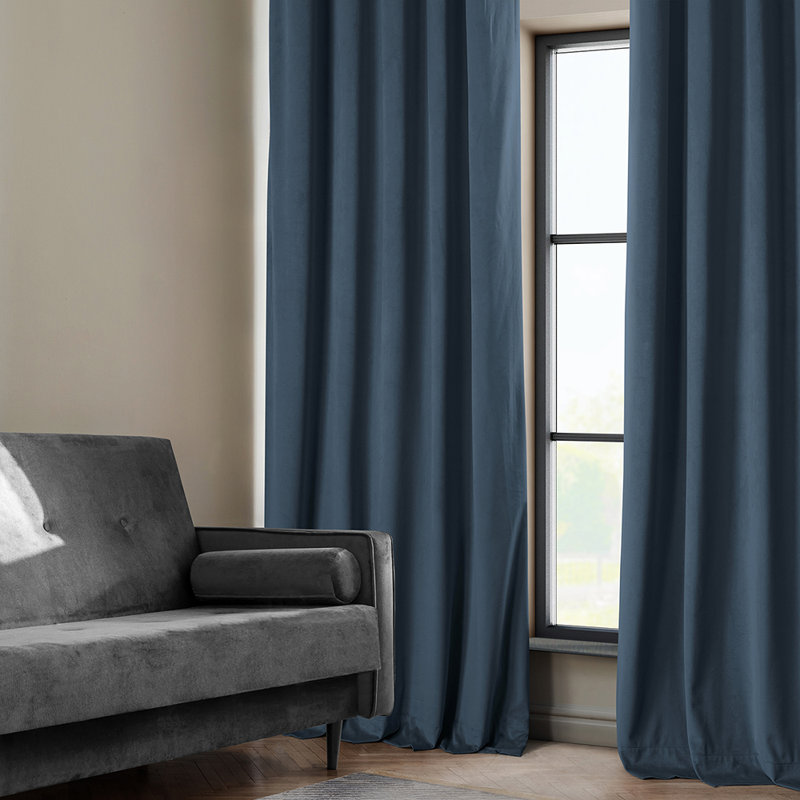 Matra Room Darkening Rod Pocket Single Curtain Panel, 50" W x 108" L, London Blue