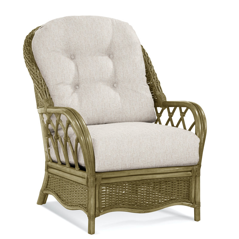  Everglade Rattan Arm Chair, White Sugar Performance; 0863-91, Havana