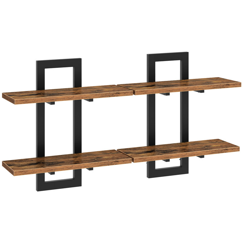 Tablette flottante Atropos, tablettes murales, Brun / Noir