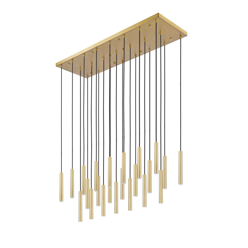Lustre linéaire noir mat 23 lumières Mahlum, 194.4", Or