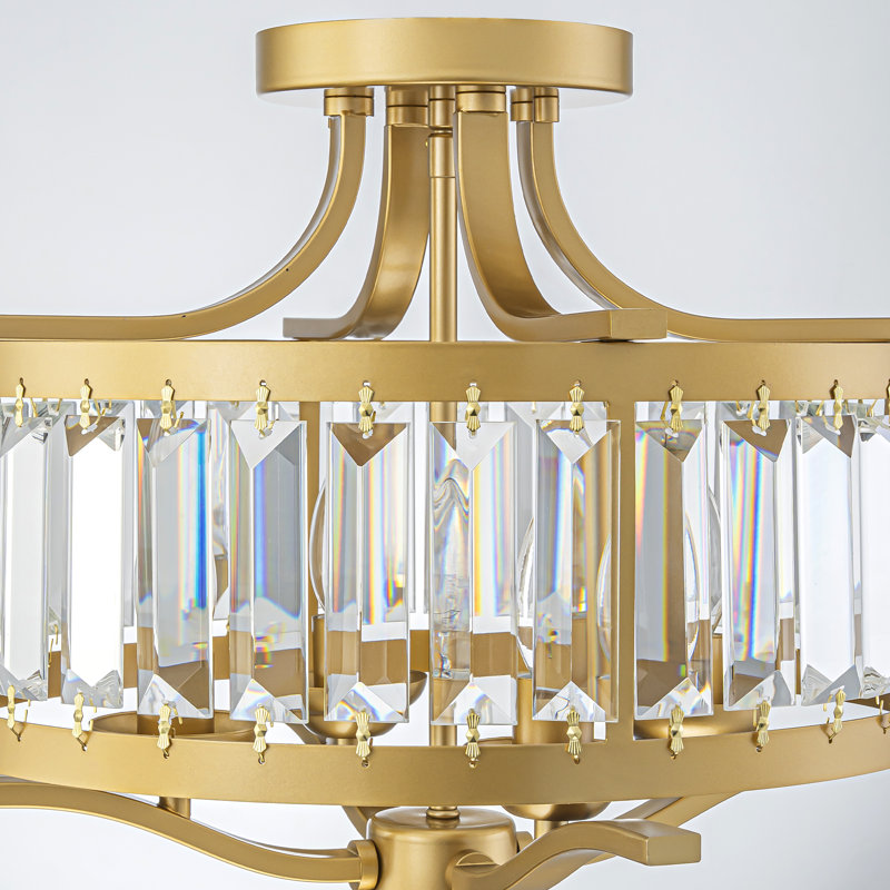 Plafonnier encastré en cristal 4 lumières Elonso, Doré
