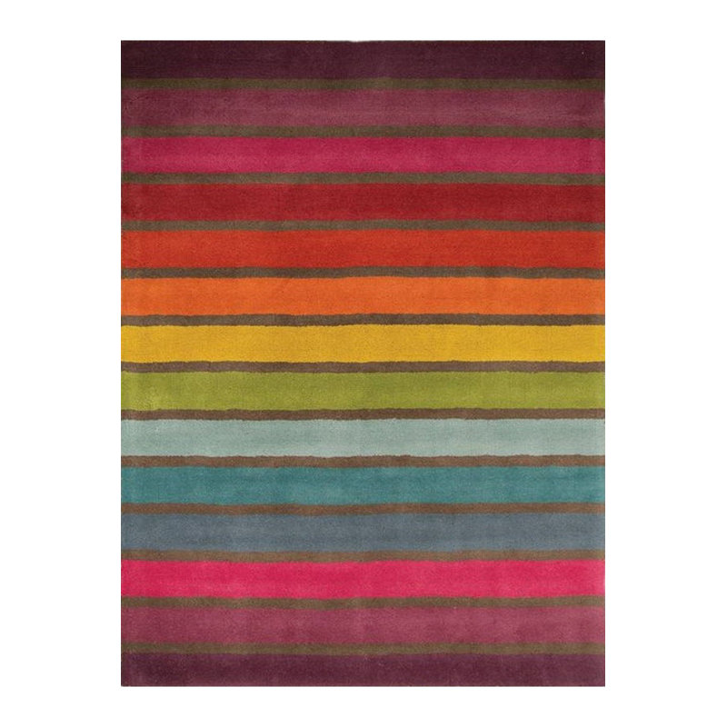 Northern Collection Multicolor Thick Stripes Patterned Woven Base Decorative Rug, Rectangle 3'3" x 4'11" Rug Pad Included