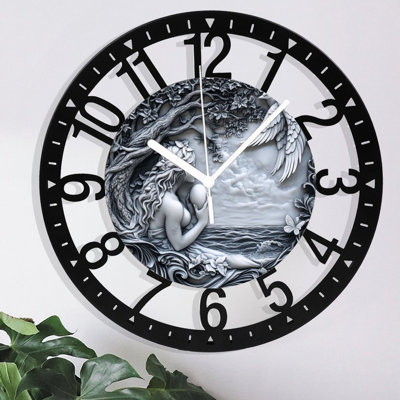 Horloge murale en métal pour le salon - Chemin forestier de 10 po bordé de fleurs Bluebell silencieuses, fonctionnant à piles, horloges antiques pour maison de campagne, chambre à coucher, cuisine - chiffres arabes