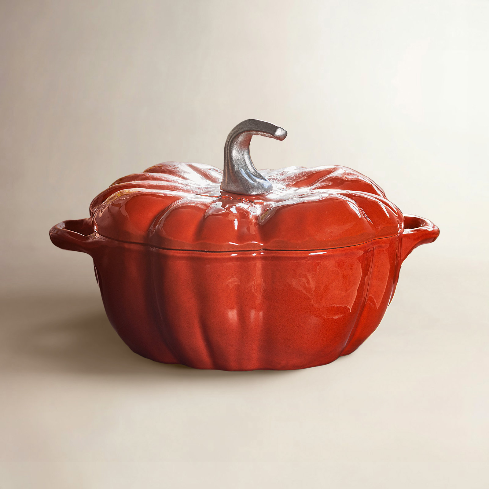 Enameled Cast Iron Pumpkin Cocotte, Burnt Orange