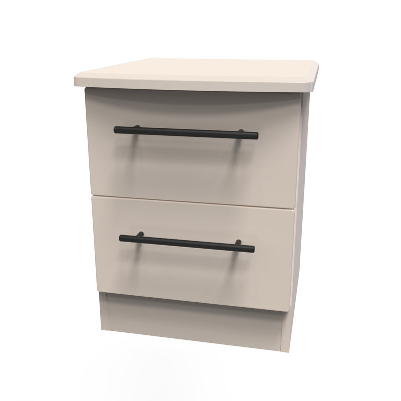 Fully Assembled Akkie 2 Drawer Bedside Table, Beige