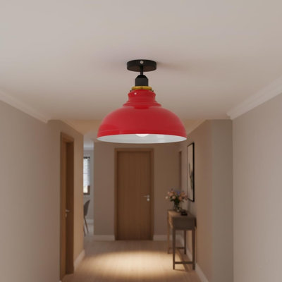 Semi Flush Mount Lighting Fixture, E26 Base Modern Metal Curvy Shade Ceiling Light Fixture for Living Room, Bedroom, Kitchen, Hallway Lighting
