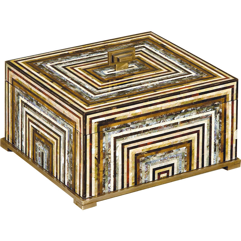 Pinstripe Wood Decorative Box