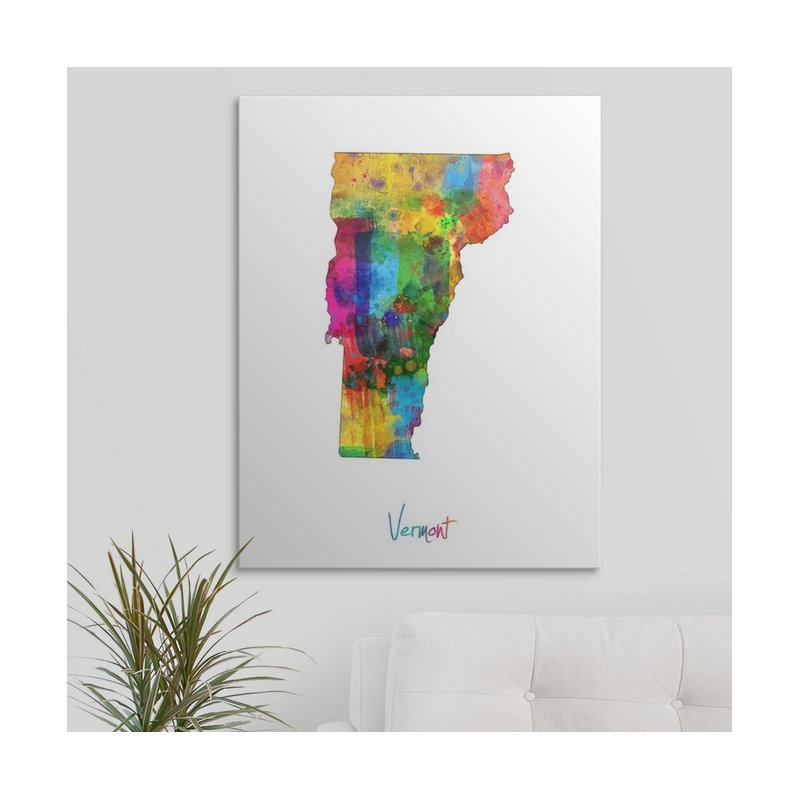 «Abarca Vermont Map» par Michael Tompsett - reproduction, Toile, H 48 po x l 36 po x P 1,5 po