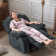 37.4" Wide Contemporary Compact Microfiber Swivel Rocker Manual Recliner Chair with Heat and Massage