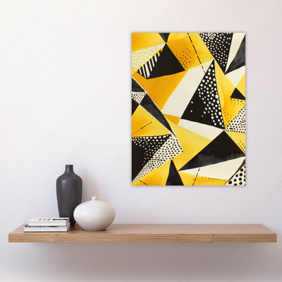 Abstract Yellow Triangle Dots Pattern Wall Art Print