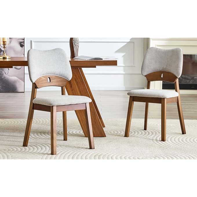 Chaises de salle à manger en bois massif, en polyuréthane blanc doux, Gris, noyer