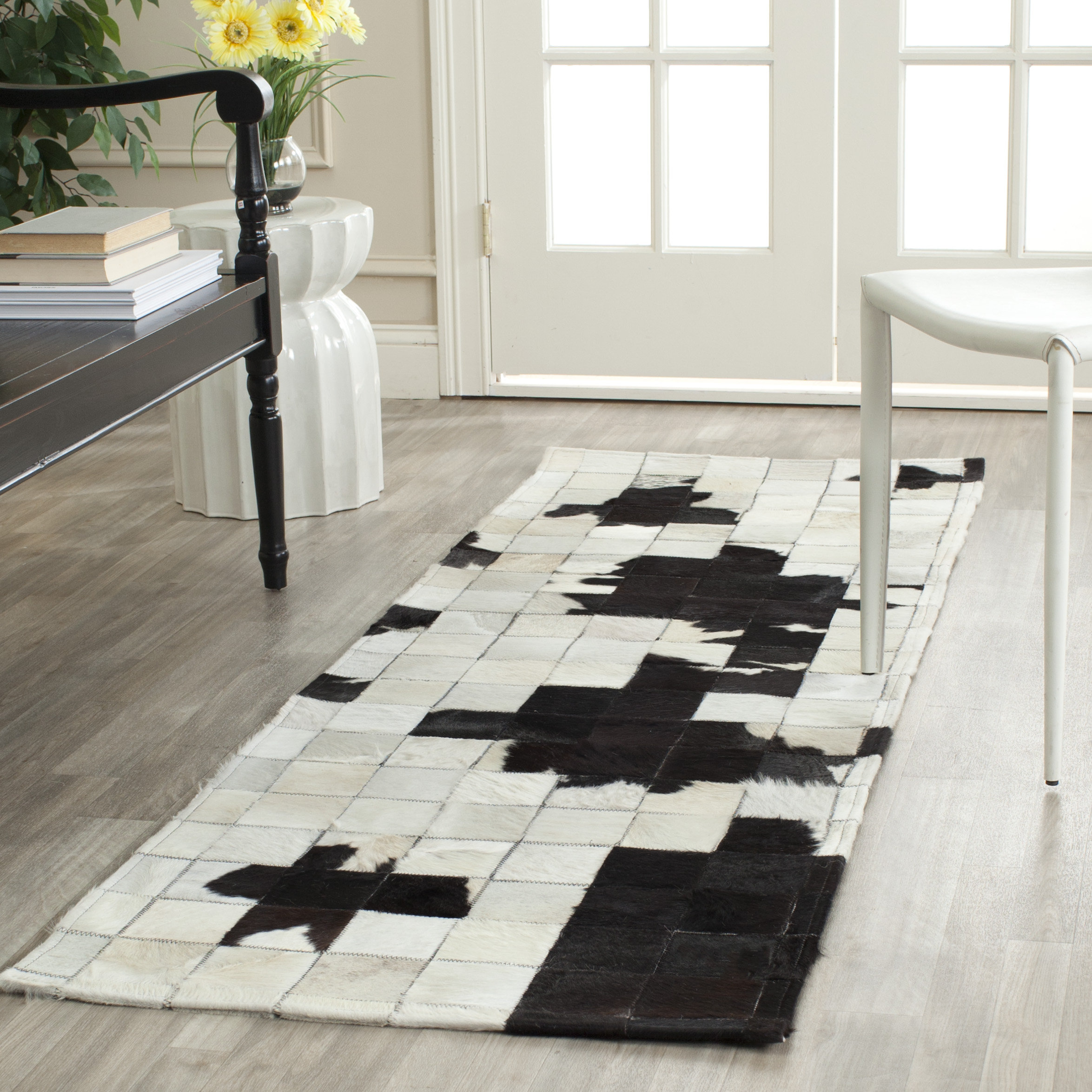 17 Stories Morris Studio Leather Hand Wooven Leather Geometric Rug ...