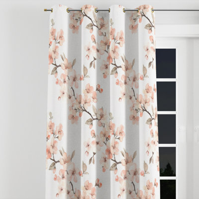 Floral Curtain panels - Pink Soft Orchard Grommet Curtain - 1 Panel