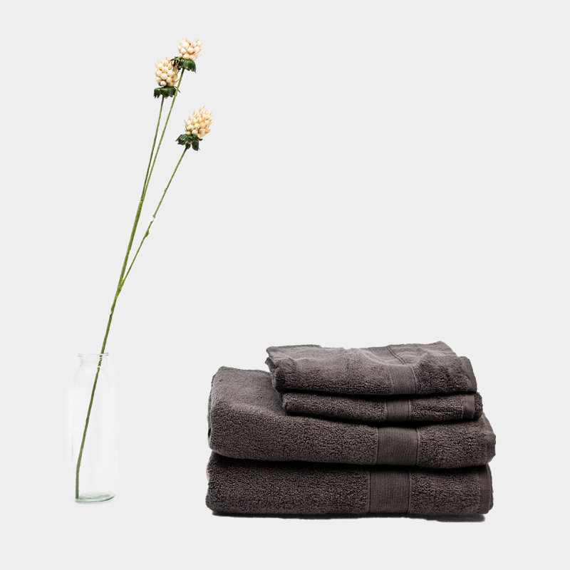 Luxury 2 Piece Cotton Bath Towel Set, Dark Gray