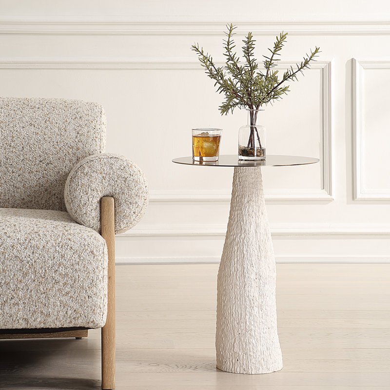 Uttermost Hollen White Stone Accent Table