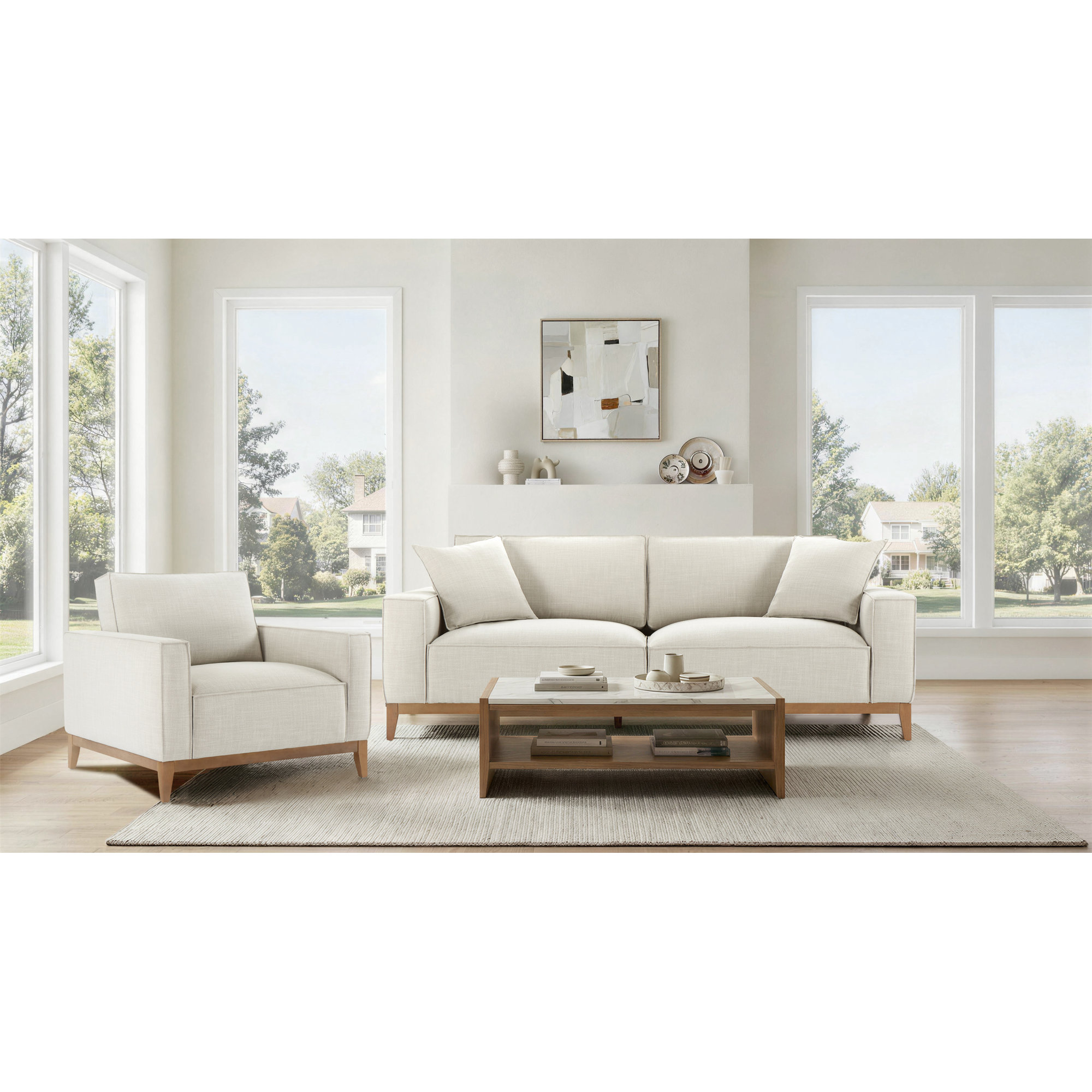 Nicky 2-piece Living Room Set, Effie Linen