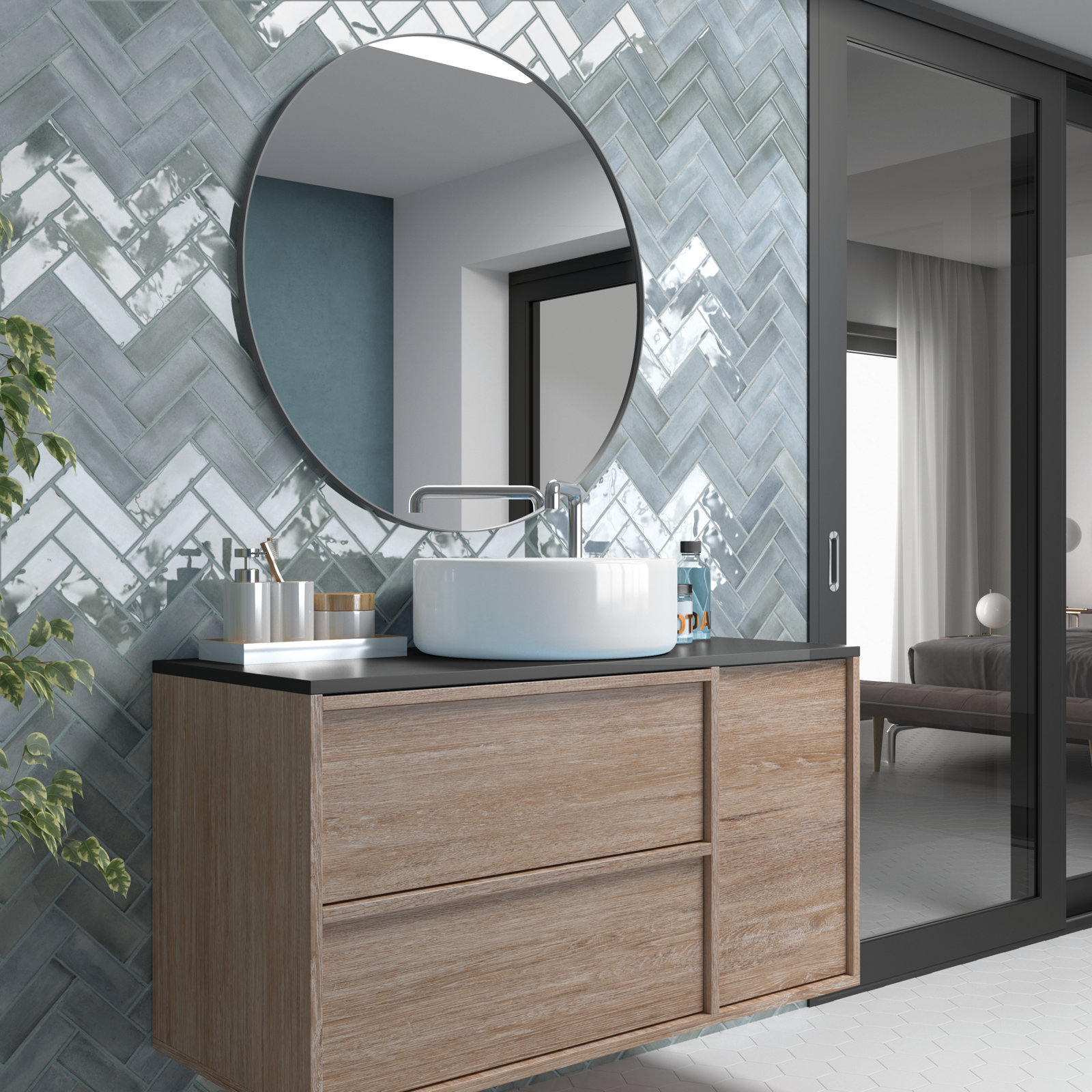 Coco 2" x 6" Porcelain Brick Look Subway Wall & Floor Tile, Blue Grass