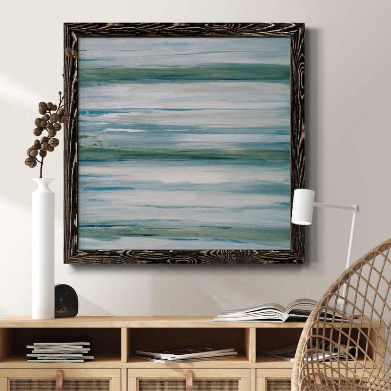 «Misty Lake», peinture sur toile encadrée, Érable encadré, H 35,5 po x l 35,5 po x P 1,5 po