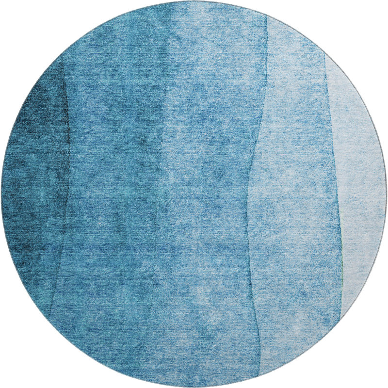 Premium Machine Washable Cerrito Teal Rug, Round 8'