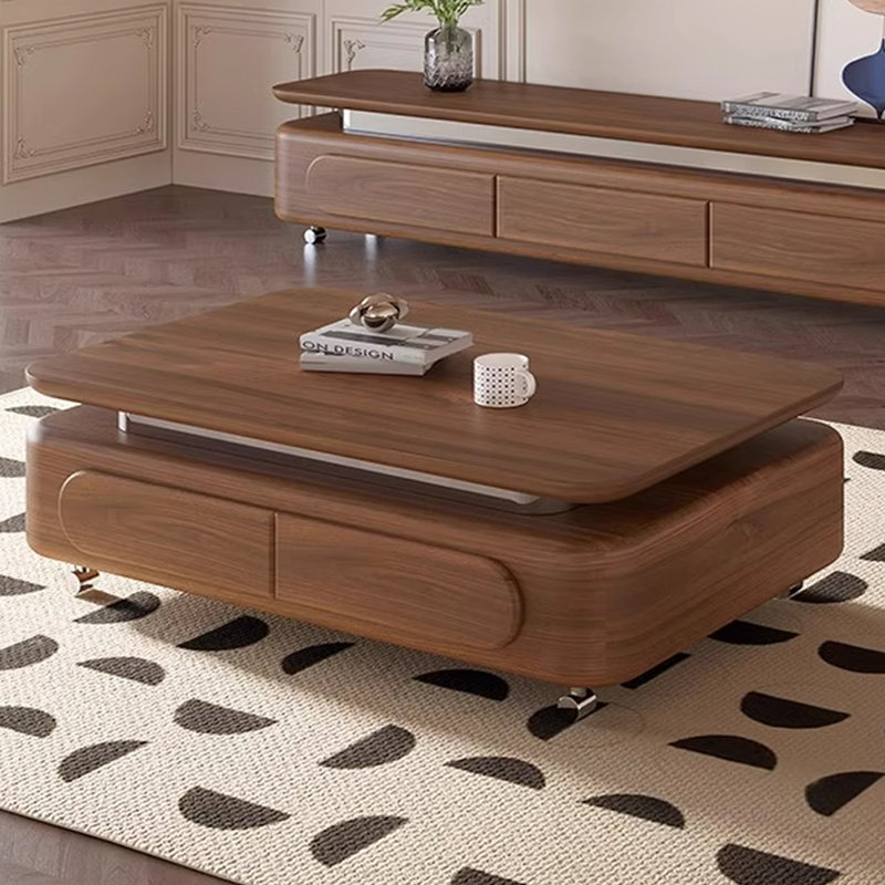 Table basse minimaliste en bois massif noyer, H 16,53 po x L 59,05 po x l 33,46 po