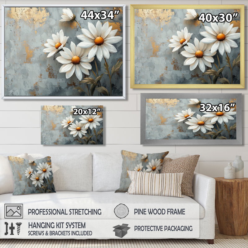 Geraniums Pure Form Minimalisme I - marguerites, art mural, Reproduction encadrée d'une seule photo, Noir, H 12 po x l 20 po