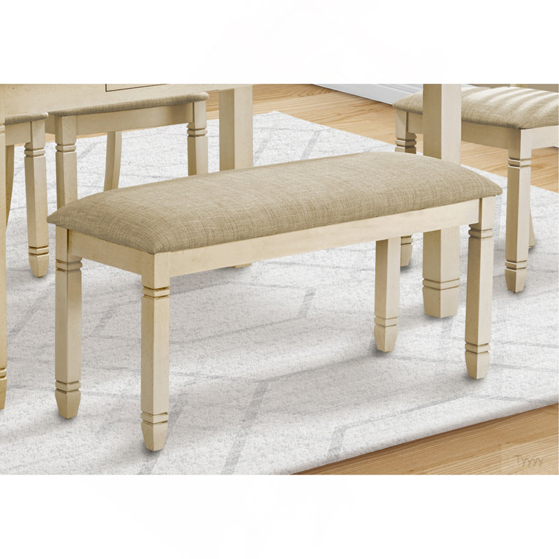 Bench, 41" Rectangular, Kitchen, Dining Room, Entryway, Bedroom, Upholstered, Wood, Solid Wood, Linen-Look Fabric, Transitional