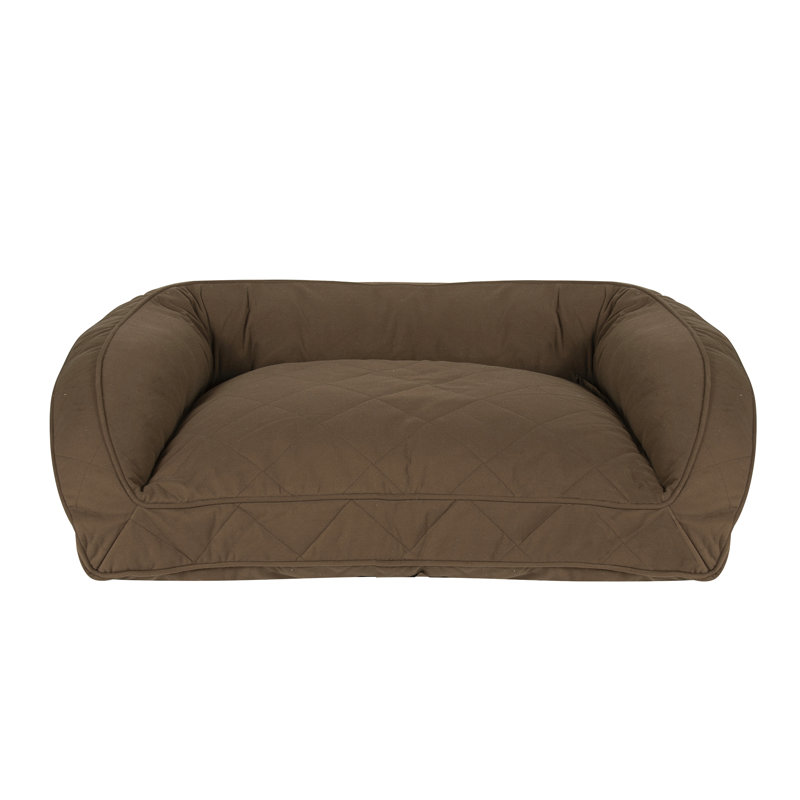 Lit pour chien matelassé en microfibre, Moyen (l 36 po x P 27 po x H 10,5 po), Chocolat