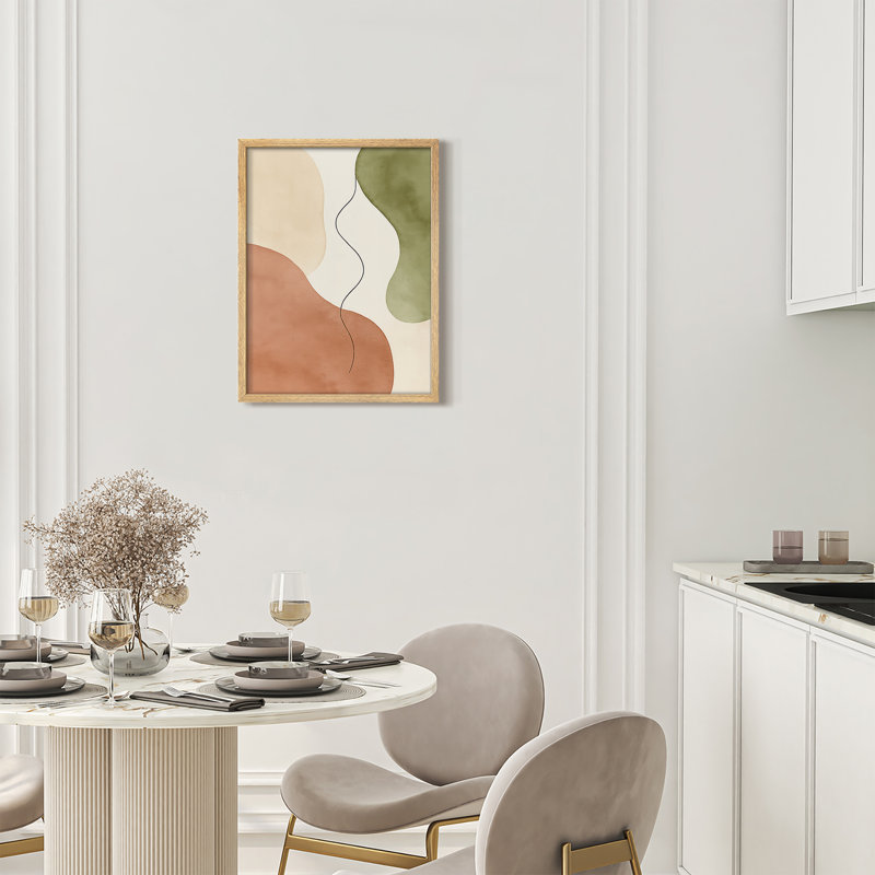 Reproduction d'art encadrée abstraite pour décoration intérieure moderne - 11 po x 14 po, H 14 po x l 11 po, Naturel