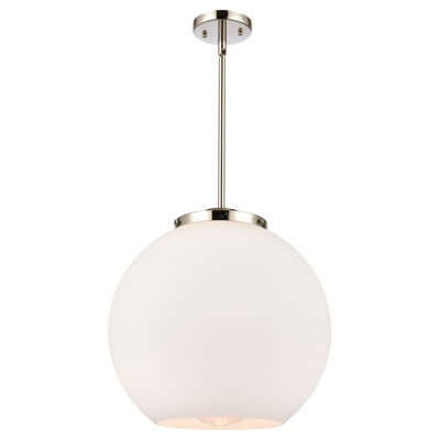 Ballston - Ellington - 1 Light Stem Hung Pendant - LED Bulb - Brushed Brass Finish - Matte White Shade