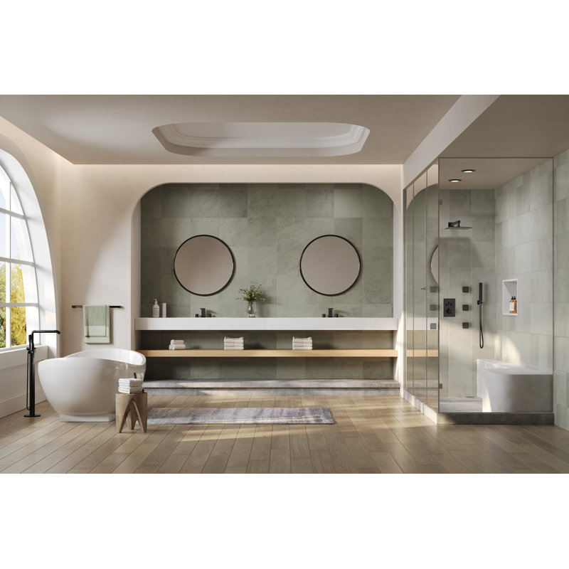 Wall Mounted Thermostatic Shower System , High Pressure Rainfall Shower Head with Handheld Shower, Matte Black