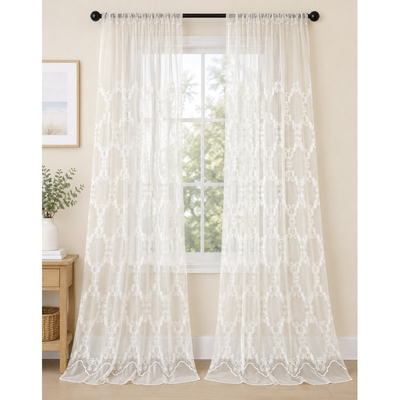 Willa Sheer Curtain Single Panel, 54" W x 108" L