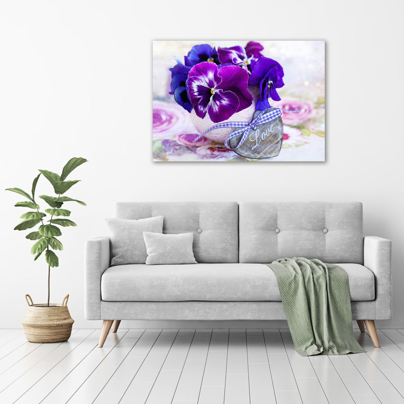 Violet Pansies - Wrapped Canvas Print